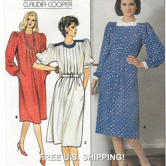 An A-line, Side Pockets, Long or Above-elbow Sleeve Dress Sewing Pattern  for Women: Uncut - Sizes 14-16-18  Butterick 3327 ~ Free Shipping! - Etsy