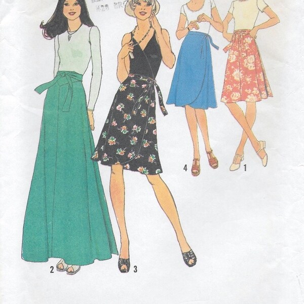 A Front Tie Wrap Skirt with Length & Yoke Variations Sewing Pattern for Women: Uncut - Size 10 Waist 25" • Simplicity 7352 ~ Free Shipping!