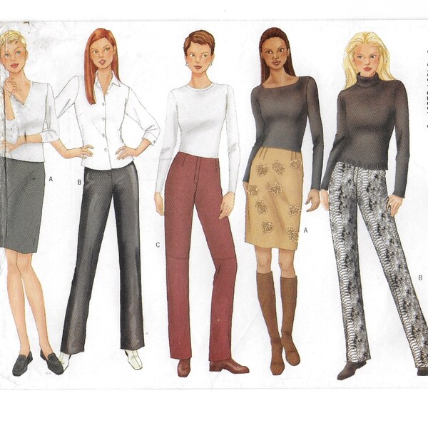 A Straight Skirt and Semi-Fitted Boot-Leg or Straight-Leg Pants Pattern for Women: Uncut - Sizes 18-20-22, Waist 32"-37" ~ Butterick 6742