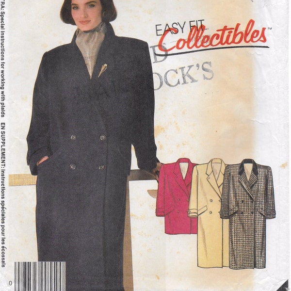 A Double-Breasted Lined Coat & Jacket/Car Coat Sewing Pattern for Women: Uncut - Size 12 Bust 34" • McCall's 2180 ~ Free Shipping!