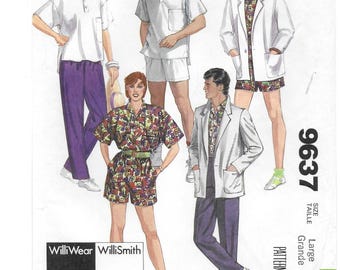 Ein Muster für Jacke, Poloshirt, Hosen und Shorts mit entspannter Passform für Männer und Frauen: Unbeschnittene Größe Große Brust 40 "- 42" • McCall's 9637 ~ kostenloser Versand!