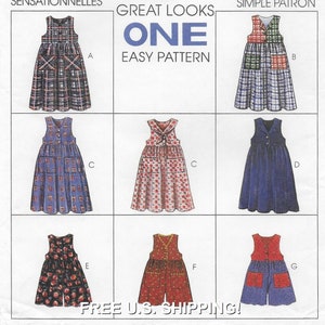 A Buttoned Bodice, Loose Fit Jumper or Romper Pattern for Children: Uncut - Sizes 4-5-6, Breast 23&quot;-25&quot; • McCall&#39;s 7247 ~ Free Shipping!