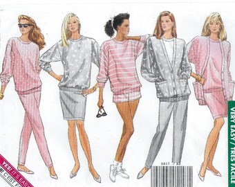 A Jacket, Top, Straight Skirt, Pants & Shorts Pattern for Women: Uncut - Sizes XS-S-M (6, 8-10, 12-14) • Butterick  6817 ~ Free Shipping!