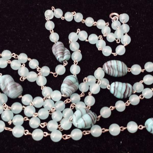 Handmade Amazonite Turquoise Blue Stone Necklace 49