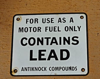 Porcelain Gas Pump Sign - Contains LEAD- vintage