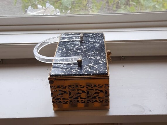 50s Vintage Black/Gold Purse - Cute - image 4