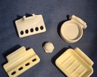 Vintage Porcelain Bath Fixtures - 6 Pieces