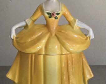 Madame Pompadour Dresser Trinket Box - Germany - Yellow