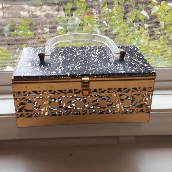 50s Vintage Black/Gold Purse - Cute