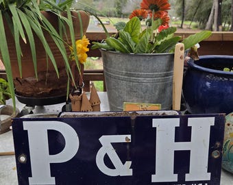 Advertising Porcelain Sign Vintage "P & H Harnischfeger Corp." 32N32