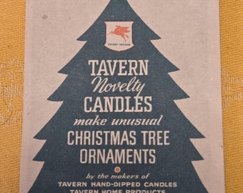1940s Tavern Mobil Secony Christmas Candles - 2 Angels - 4 Trees NOS Original Packing & Boxes Never Used