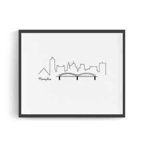 Printable Art Memphis Skyline Black and White instant download 8x10 image 1