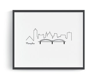 Printable Art Memphis Skyline - Black and White - instant download - 8x10