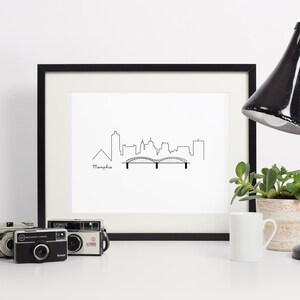 Printable Art Memphis Skyline Black and White instant download 8x10 image 2