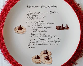 Christmas Recipe Dish, Grandma's recipe, Cookie plate Dish, Mother's Day Gift, personalized plate, Hand painted Ceramics