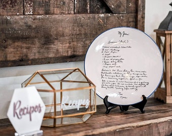 Recipe Plate, Ceramic Dish, handwritten gift, Grandma's Recipe