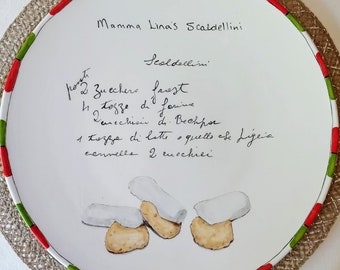 Hand Painted, Recipe Plate, Personalized, Ceramic Dish, Grandma's Recipe, handwritten