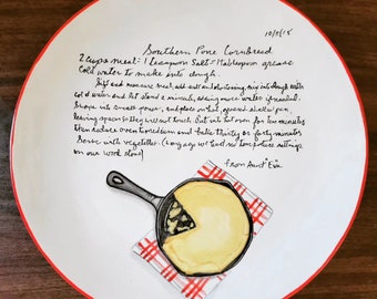 Recipe plate, personalized plate, hand painted recipe Plate, hand painted ceramics, Handwritten Recipe Plate