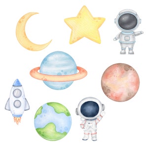 Clipart mignon espace aquarelle png | Téléchargement numérique PNG | Transparente