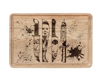 Horror theme Wooden Cutting Board (Engraving)