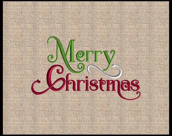 Merry Chirstmas Machine Embroidery Design Script Font Embroidery Design 4 sizes 7x5 up to 10x6