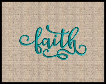 Word Faith Machine Embroidery Design Christian Embroidery Design script font faith