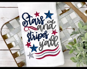 Wzór haftu „Stars and Stripes Y'all” – 4 lipca (haft maszynowy)