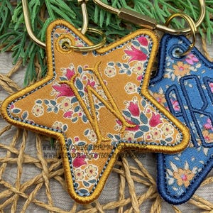 ITH Star Bag Charm Name Tag - Puff Embroidery - Basket Name Tag - In The Hoop Gift Tag 9 sizes - 4x4 and 5x7 hoop size |