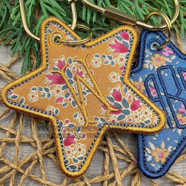 ITH Star Bag Charm Name Tag - Puff Embroidery - Basket Name Tag - In The Hoop Gift Tag 9 sizes - 4x4 and 5x7 hoop size |