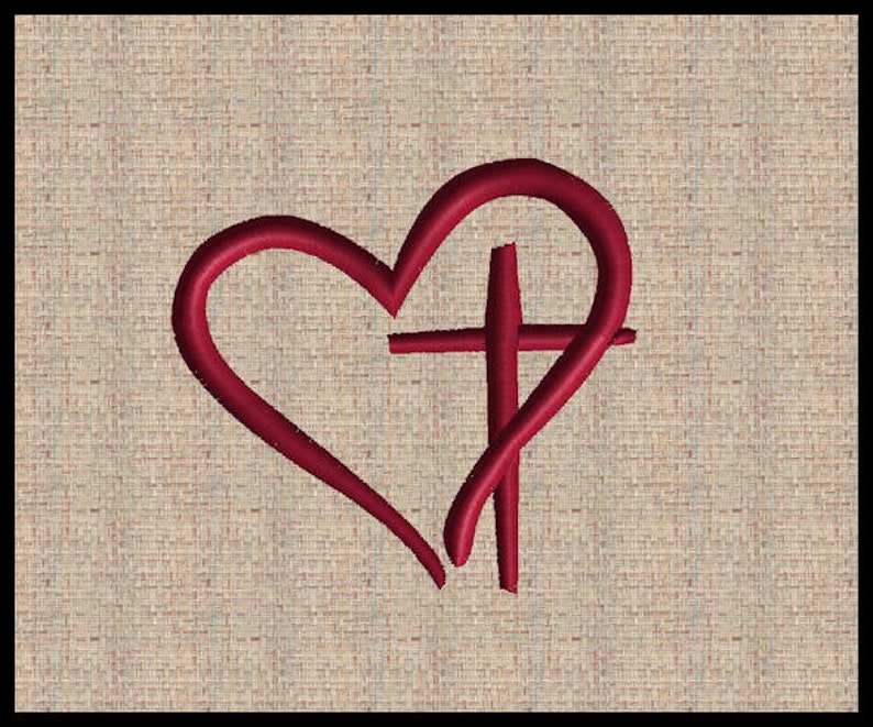 Heart and cross embroidery design valentine heart embroidery  etsy Heart and cross embroidery design valentine heart embroidery  etsy