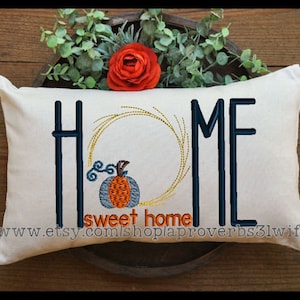 HOME with wreath O Home Sweet Home Machine Embroidery Design Farmhouse Embroidery Design  4 Sizes 5x7  8x6  9x6  10x7