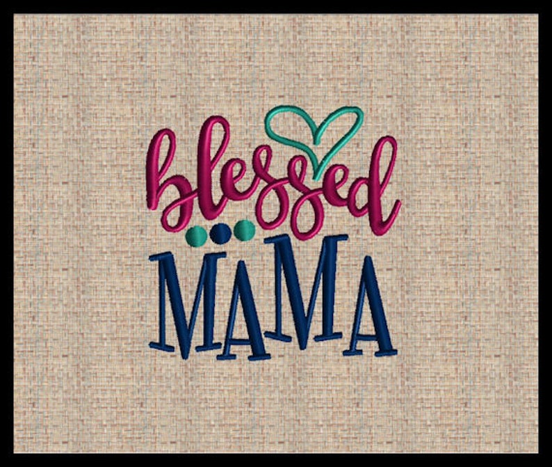Blessed mama machine embroidery design heart embroidery design  etsy