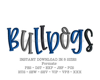 BULLDOGS INSTANT DOWNLOAD machine embroidery design 5 sizes 1 inch up to 3 inch now available.