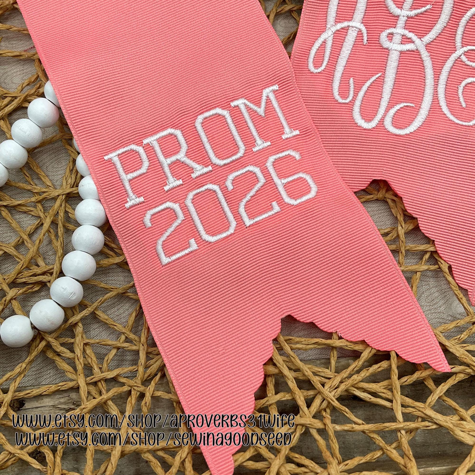 Prom Ribbon PROM 2026 Machine Embroidery Design | Flower Bouquet Embroidery Design ...