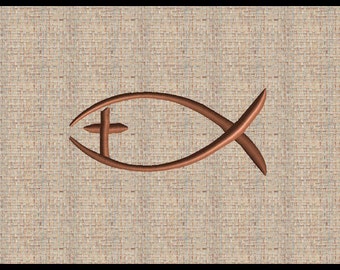 Ichthys Jesus Fish with Cross Embroidery Design Machine Embroidery Design Ithaca Embroidery Design