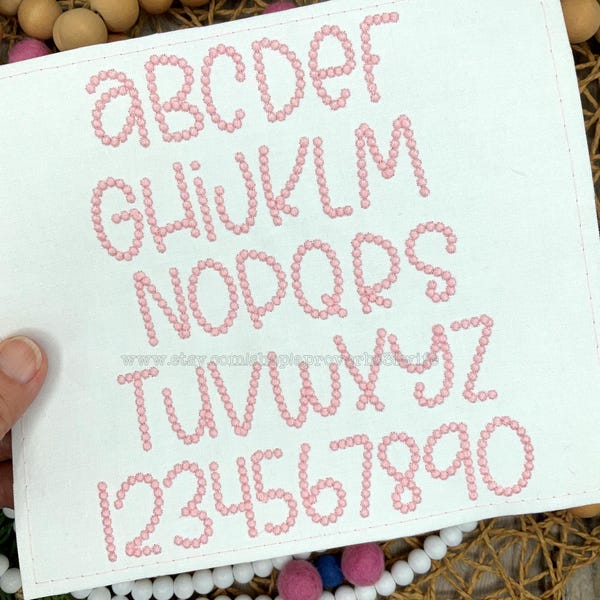 Magic Pearls Machine Embroidery Font - Full Embroidery Font Set 6 sizes A-Z  0-9 1, 1.5, 2.0, 2.5, 3 inch  | Pearl Bead Stitch Embroidery BX