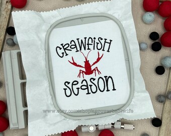 Diseño de bordado de la temporada de cangrejos de río Diseño de bordado de cangrejo de río Crawdad Crawdaddy 4 tamaños 4x4 5x5 6x6 7x7