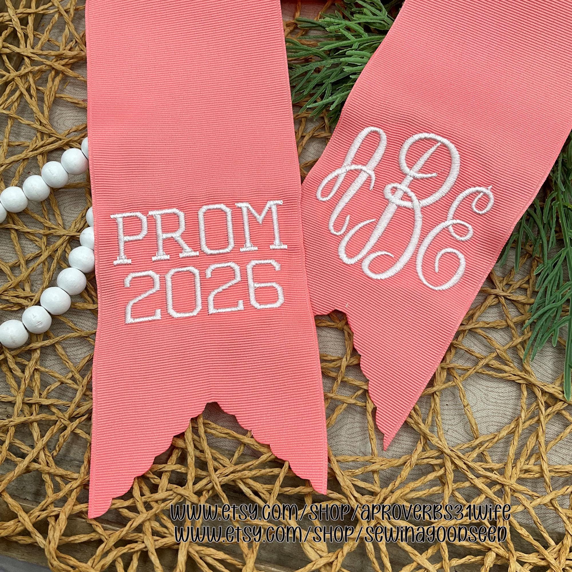 Prom Ribbon PROM 2026 Machine Embroidery Design | Flower Bouquet Embroidery Design ...