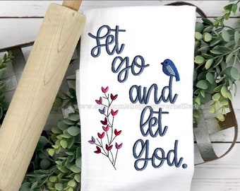 Let go and let God machine embroidery design - Fall Bird and Flower Embroidery design 5 sizes 5x7  6x8  7x9  7x10  8x11
