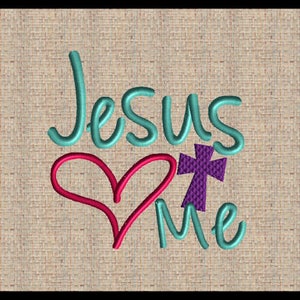Jesus Loves me Machine Embroidery Design Cross Embroidery Design Heart Embroidery Design 4 sizes 4x4 up to 7x7