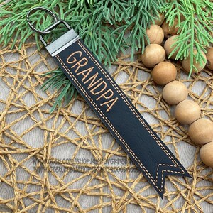 GRANDPA Flag Key Fob ITH Machine Embroidery Design (Instant Download)