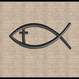 Ichthys Jesus Fish with Cross Embroidery Design Machine Embroidery Design Ithaca Embroidery Design