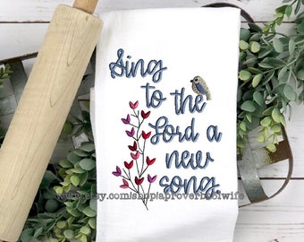 Sing to the Lord a new song machine embroidery design psalm 96- INSTAND DOWNLOAD - Bird Embroidery - 5 size 5x7 to 8x11