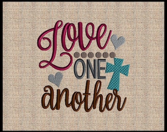 Love one another embroidery design Cross embroidery design Heart Embroidery Design Scripture embroidery Design 4x4 5x5 6x6 7x7