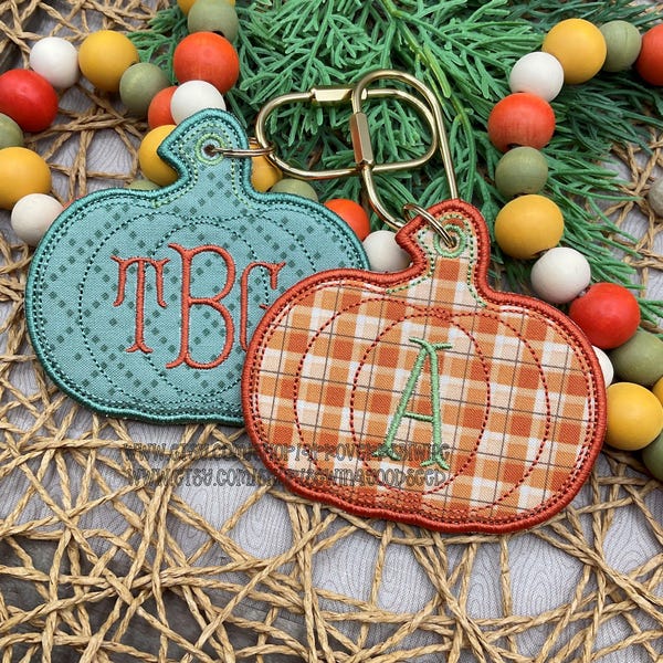 ITH Pumpkin Bag Tag Embroidery Design | Beach Tote Name Tag | ITH Gift Tag | PUFF Foam Machine Embroidery Design 5 sizes 4x4 5x7 6x10