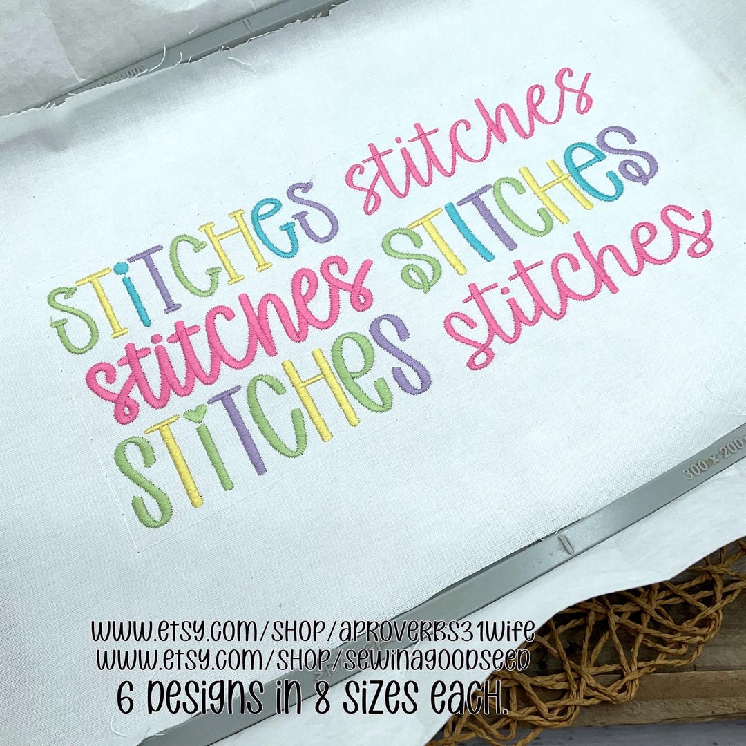 Word Stitches Machine Embroidery Design | 6 Designs Each in 8 Sizes ...