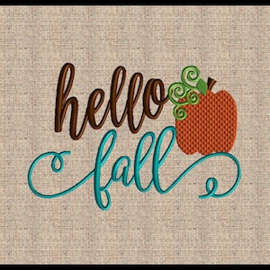 Hello Fall Machine Embroidery Design Pumpkin Embroidery Design Embroidery Design 5 sizes