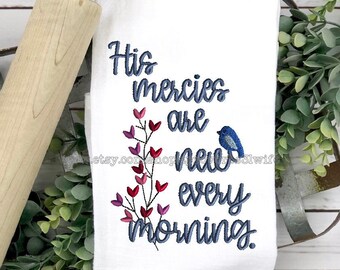 His mercies are new every morning machine embroidery design - Spring Bird and Flower Embroidery design 4 sizes 5x7  6x8  7x9  7x10