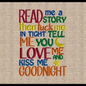 Reading Pillow Embroidery Design Read me a story embroidery design Tuck me in tight Machine Embroidery Design 3 Sizes 5x7  8x6  7x9