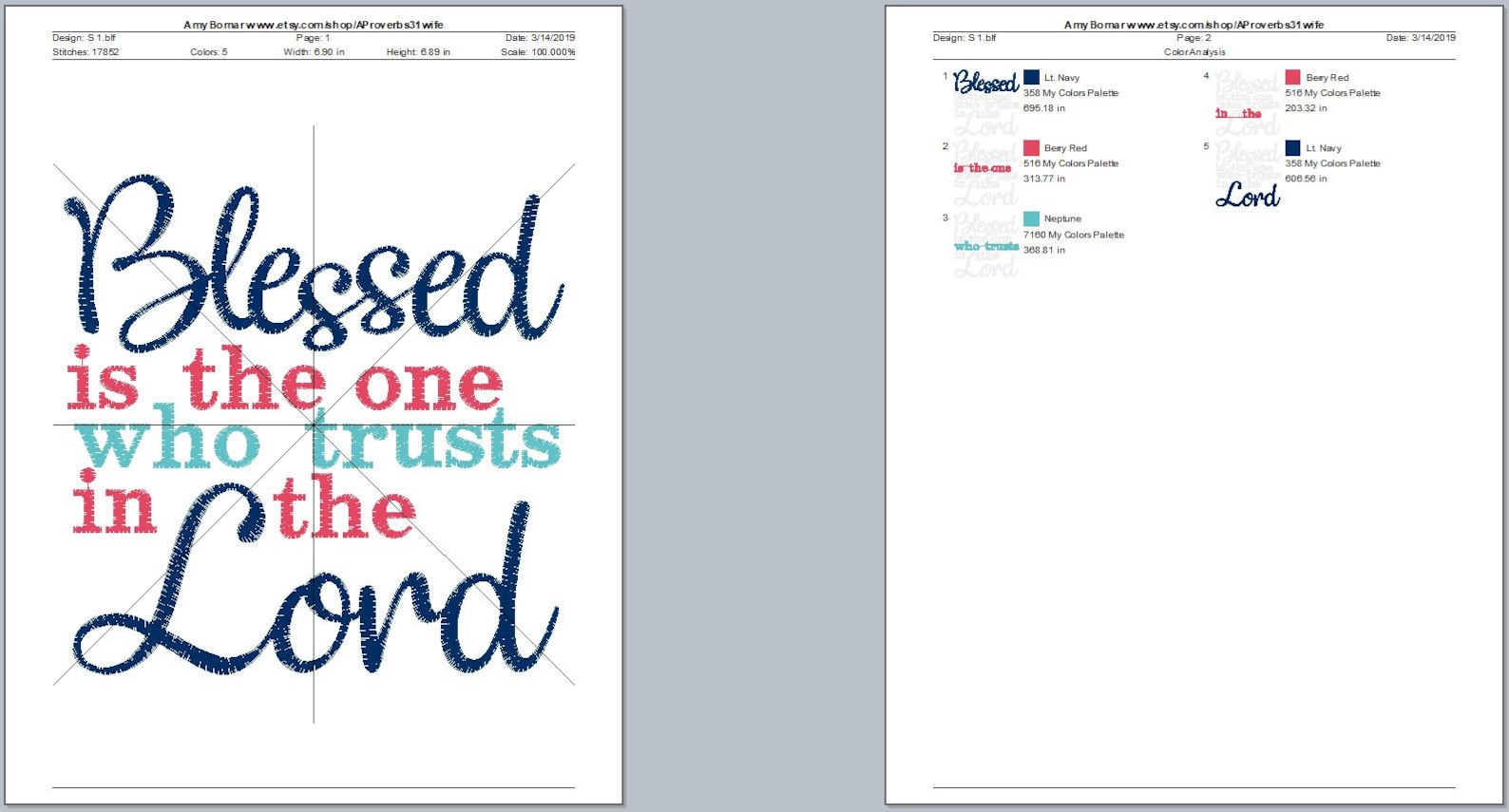 Blessed is the One Who Trusts in the Lord Jeremiah 17:7 Embroidery ...